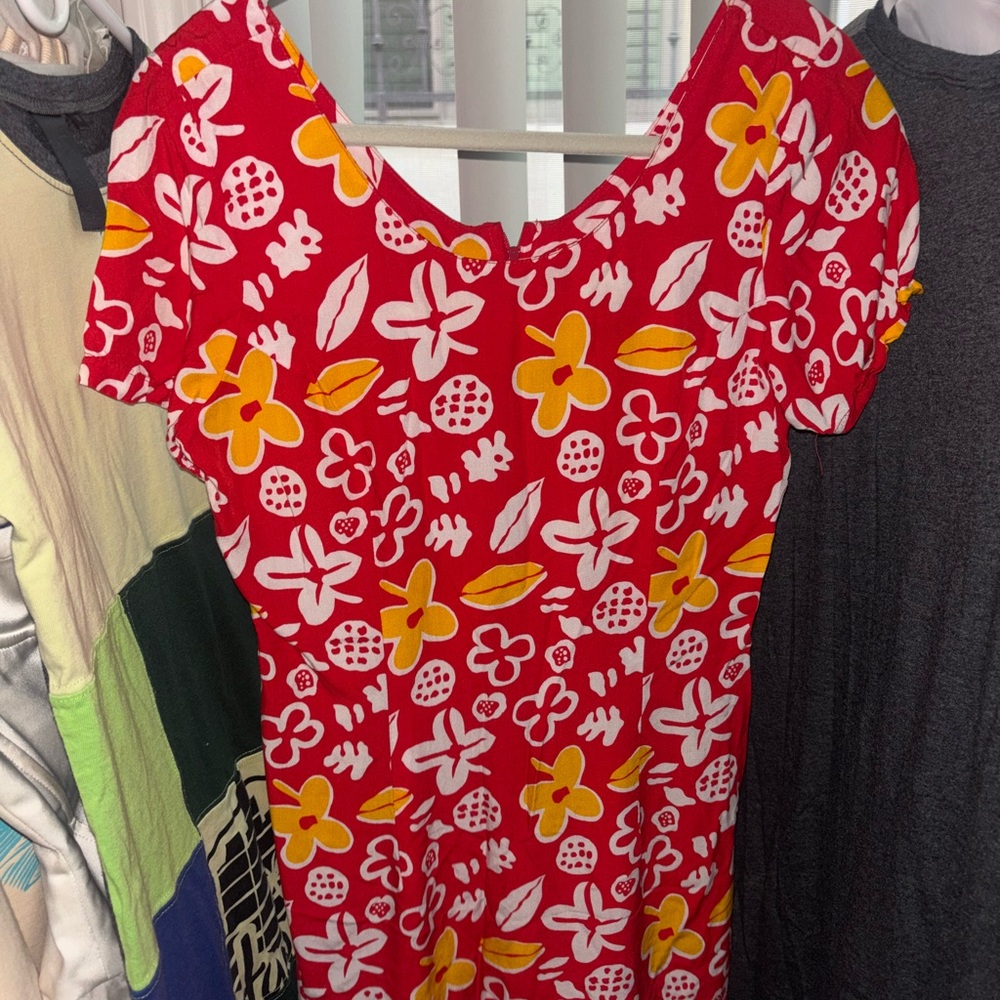 Floral Red Dress